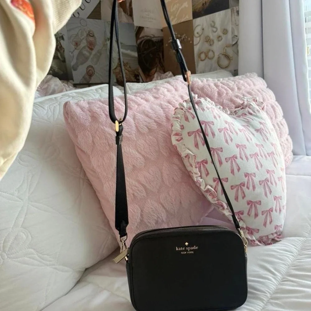 Black‎ leather Kate spade crossbody shoulder bag
